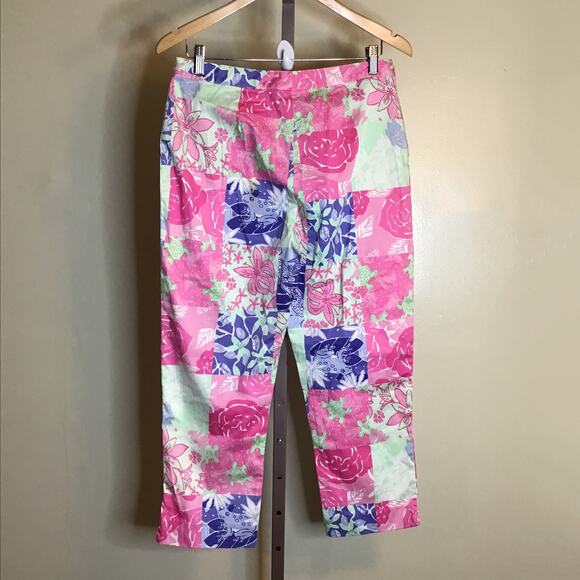 Lilly Pulitzer Women Cropped Pants(No size Tag) Sz. 6 VNTG Patchwork Floral  EUC - Picture 4 of 11